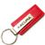Genuine Red Leather Rectangular Silver Acura Logo Key Chain Fob Ring