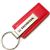 Genuine Red Leather Rectangular Silver Honda Logo Key Chain Fob Ring