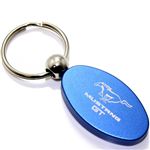 Blue Aluminum Metal Oval Ford Mustang GT Logo Key Chain Fob Chrome Ring