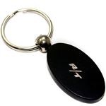 Black Aluminum Metal Oval Dodge R/T Logo Key Chain Fob Chrome Ring