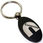 Black Aluminum Metal Oval Dodge Cummins Logo Key Chain Fob Chrome Ring