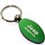 Green Aluminum Metal Oval Jeep Wrangler Logo Key Chain Fob Chrome Ring