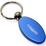 Blue Aluminum Metal Oval Chrysler Logo Key Chain Fob Chrome Ring