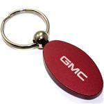 Burgundy Red Aluminum Metal Oval GMC Logo Key Chain Fob Chrome Ring