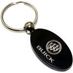 Black Aluminum Metal Oval Buick Logo Key Chain Fob Chrome Ring