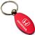 Red Aluminum Metal Oval Honda Logo Key Chain Fob Chrome Ring