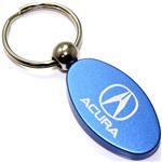 Blue Aluminum Metal Oval Acura Logo Key Chain Fob Chrome Ring