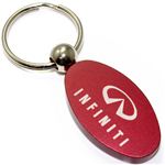 Burgundy Aluminum Metal Oval Infiniti Logo Key Chain Fob Chrome Ring