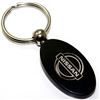 Black Aluminum Metal Oval Nissan Logo Key Chain Fob Chrome Ring