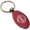 Burgundy Red Aluminum Metal Oval Nissan Logo Key Chain Fob Chrome Ring