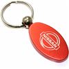 Orange Aluminum Metal Oval Nissan Logo Key Chain Fob Chrome Ring