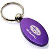 Purple Aluminum Metal Oval Subaru Logo Key Chain Fob Chrome Ring