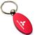 Red Aluminum Metal Oval Mitsubishi Logo Key Chain Fob Chrome Ring