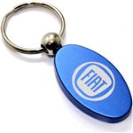 Blue Aluminum Metal Oval Fiat Logo Key Chain Fob Chrome Ring