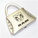 Dodge Ram Logo Metal Purse Shape Crystal Diamond Bling Key Chain Ring