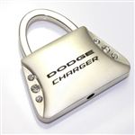 Dodge Charger Logo Metal Purse Shape Crystal Diamond Bling Key Chain Ring