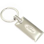 Ford Logo Metal Chrome Rectangular Crystal Diamond Bling Key Chain