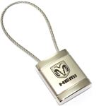 Dodge Hemi Logo Metal Silver Chrome Cable Car Key Chain Ring Fob