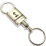 Ford Mustang Cobra Logo Metal Satin Chrome Valet Pull Apart Key Chain Ring Fob