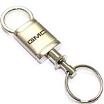 GMC Logo Metal Satin Chrome Valet Pull Apart Key Chain Ring Fob