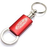 Ford Red Logo Metal Aluminum Valet Pull Apart Key Chain Ring Fob