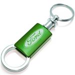Ford Green Logo Metal Aluminum Valet Pull Apart Key Chain Ring Fob