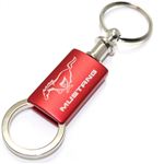 Ford Mustang Red Logo Metal Aluminum Valet Pull Apart Key Chain Ring Fob