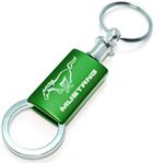 Ford Mustang Green Logo Metal Aluminum Valet Pull Apart Key Chain Ring Fob