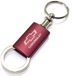 Chevrolet Red Burgundy Logo Metal Aluminum Valet Pull Apart Key Chain Ring Fob