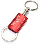 Chevy Corvette C6 Red Logo Metal Aluminum Valet Pull Apart Key Chain Ring Fob