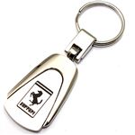 Premium Ferrari Logo Metal Chrome Tear Drop Key Chain Ring Fob