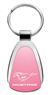 Genuine Ford Mustang Pink Logo Metal Chrome Tear Drop Key Chain Ring Fob