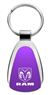 Genuine Dodge Ram Purple Logo Metal Chrome Tear Drop Key Chain Ring Fob