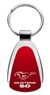 Genuine Ford Mustang 5.0 Red Logo Metal Chrome Tear Drop Key Chain Ring Fob