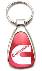 Genuine Dodge Cummins Red Logo Metal Chrome Tear Drop Key Chain Ring Fob