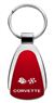 Genuine Chevrolet Corvette C3 Red Logo Metal Chrome Tear Drop Key Chain Ring Fob