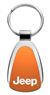 Genuine Jeep Orange Logo Metal Chrome Tear Drop Key Chain Ring Fob