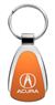 Genuine Acura Orange Logo Metal Chrome Tear Drop Key Chain Ring Fob