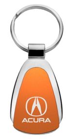 Genuine Acura Orange Logo Metal Chrome Tear Drop Key Chain Ring Fob