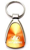 Genuine Hyundai Orange Logo Metal Chrome Tear Drop Key Chain Ring Fob