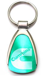 Genuine Dodge Cummins Aqua Green Logo Metal Chrome Tear Drop Key Chain Ring Fob