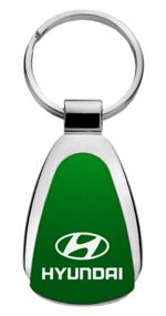 Genuine Hyundai Aqua Green Logo Metal Chrome Tear Drop Key Chain Ring Fob