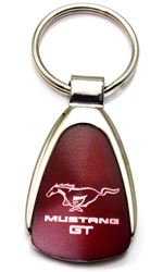 Ford Mustang GT Burgundy Red Logo Metal Chrome Tear Drop Key Chain Ring Fob