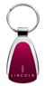 Genuine Lincoln Burgundy Red Logo Metal Chrome Tear Drop Key Chain Ring Fob