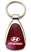 Premium Hyundai Burgundy Red Logo Metal Chrome Tear Drop Key Chain Ring Fob