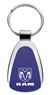 Authentic Dodge Ram Blue Logo Metal Chrome Tear Drop Key Chain Ring Fob