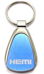 Authentic Dodge Hemi Blue Logo Metal Chrome Tear Drop Key Chain Ring Fob