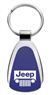 Authentic Jeep Grille Blue Logo Metal Chrome Tear Drop Key Chain Ring Fob