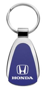 Authentic Honda Blue Logo Metal Chrome Tear Drop Key Chain Ring Fob