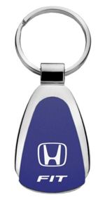 Authentic Honda Fit Blue Logo Metal Chrome Tear Drop Key Chain Ring Fob